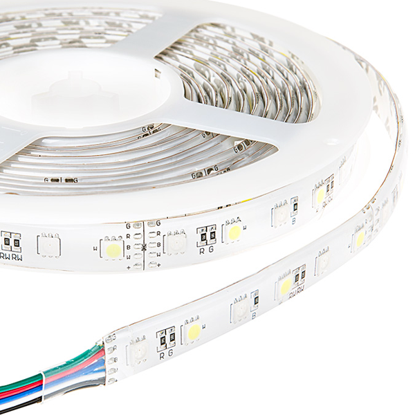 Outdoor LED Strip with Multi Color + White LEDs - Weatherproof LED Tape Light with 18 SMDs/ft., 3 Chip RGBW SMD RGB 5050